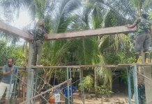Danramil Dewantara Pimpin Pembangunan Balai Yayasan Miftahul Jannah
