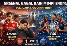 Arsenal Gagal Raih Mimpi Eropa, PSG Kembali Jadi Raja Liga Champions