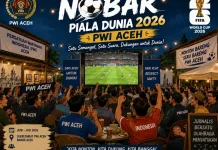 PWI Aceh Semarakkan Piala Dunia 2026, ‘Sulap’ Basement Kantor Jadi Tempat Nobar