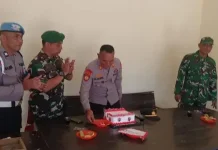Danramil Berikan Ucapan Selamat HUT Bhayangkara ke-80 kepada Polsek Lhoksukon
