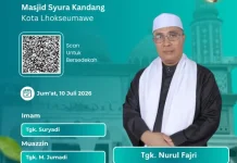 Besok, Tgk Nurul Fajri Khatib Salat Jumat di Masjid Syura Kandang