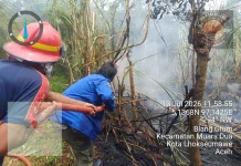 Diduga Akibat Bakar Sampah, Lahan Blang Crum Terbakar
