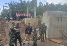 Danrem 011 LW Tinjau Progres Jembatan Gantung Saweuk Aceh Utara