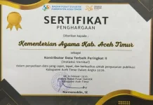 Kemenag Atim Raih Penghargaan Kontributor Data Terbaik