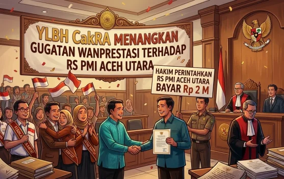 YLBH CaKRA Menangkan Gugatan Wanprestasi Terhadap RS PMI Aceh Utara
