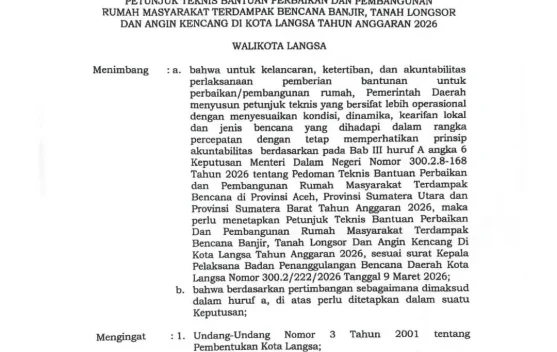 Pemko Langsa Akan Segera Lakukan Pembayaran Perbaikan Rumah Korban Bencana