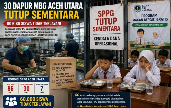 Sebanyak 60 Ribu Siswa Aceh Utara Kehilangan Layanan MBG