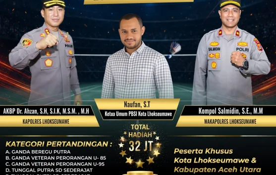 Turnamen Badminton Kapolres Lhokseumawe Cup II Perebutkan Hadiah Rp32 Juta