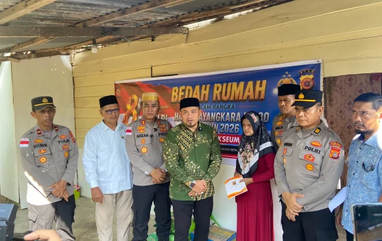 Polres Lhokseumawe Bersama Baitul Mal Wujudkan Program Bedah Rumah Bantu Warga