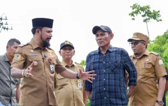 Bupati Al- Farlaky Tinjau Jembatan Gantung Bhom Lama- Blang Simpoe