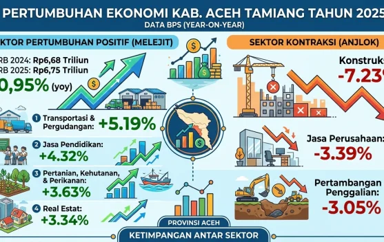 Pasca Bencana, Ekonomi Aceh Tamiang Hanya Tumbuh 0,95 Persen