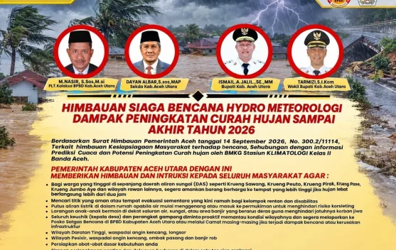 Pemkab Aceh Utara Imbau Warga Waspadai Bencana hingga Akhir Tahun