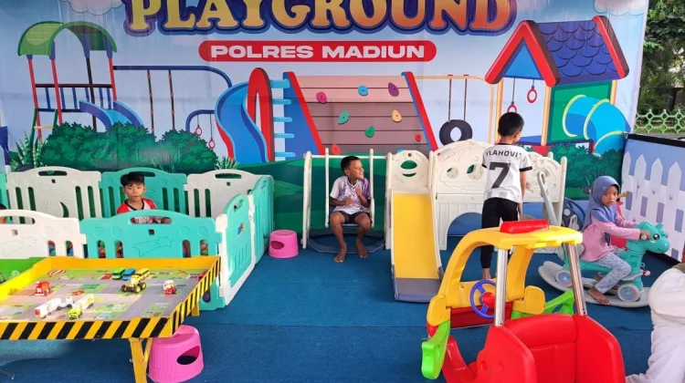 Mudik Nyaman, Polres Madiun Sediakan Fasilitas Playground hingga Bengkel Gratis