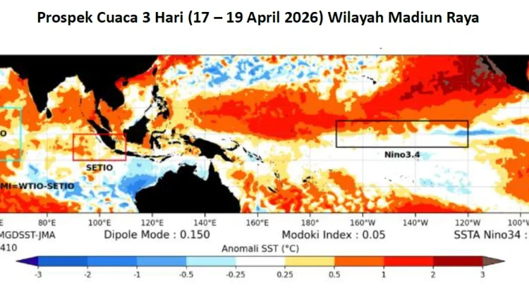Cuaca Madiun Raya 17- 19 April 2026, Waspadai Hujan Sedang-Lebat di Beberapa Daerah