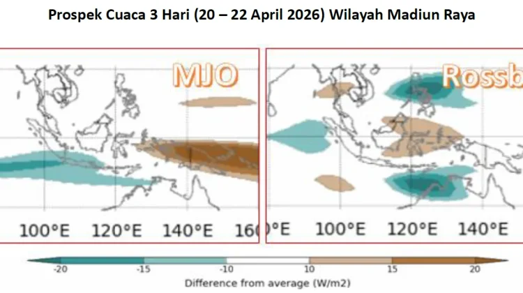 Madiun Raya 20-22 April, Curah Hujan Menurun, Potensi Hujan Lebat dan Angin Kencang