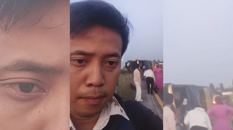 Dosen Asal Madiun Jadi Saksi Detik-detik Bus STJ Magetan Terguling di Tol Jombang