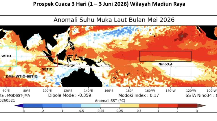 Cuaca Madiun Raya 1-3 Juni Cerah-Cerah Berawan, Potensi Hujan Ringan di Pegunungan
