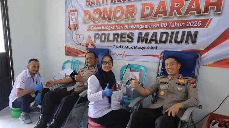 Polres Madiun Gelar Bhakti Kesehatan dan Donor Darah