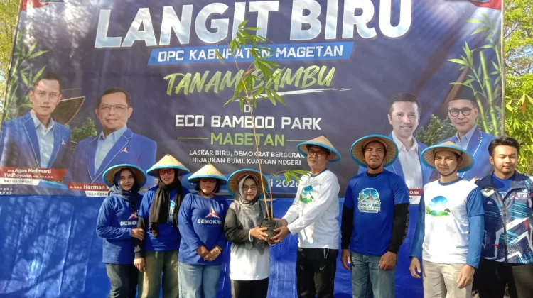 Peduli Lingkungan, Demokrat Magetan Tanam Ratusan Bambu di Eco Bambu Park