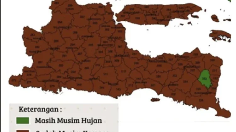 Dasarian III Juni, Hampir Seluruh Wilayah Jawa Timur Telah Memasuki Musim Kemarau