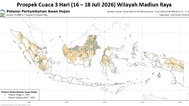 Cuaca Madiun Raya 16 - 18 Juli, Cerah – Cerah Berawan,  Malam Hari Udara Dingin (Bediding)