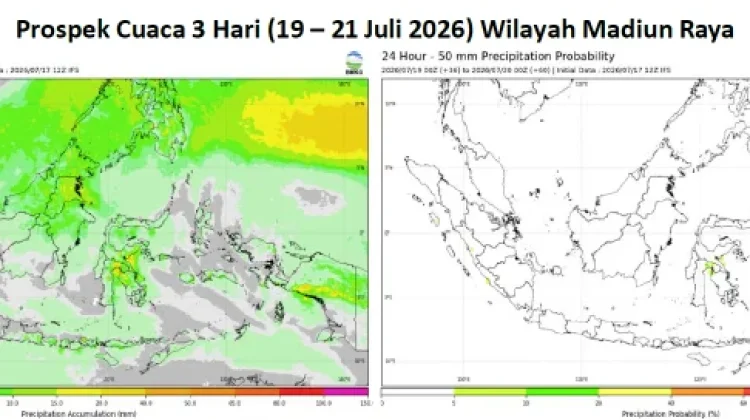 Cuaca Madiun Raya 19 - 21 Juli, Siang Cerah Terik Kondisi Terasa Lebih Panas dan Kering.