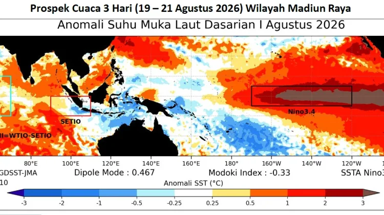 Cuaca Madiun Raya 19-21 Agustus, Cerah - Cerah Berawan, Pagi Suhu Udara Berkisar 18–26 °C