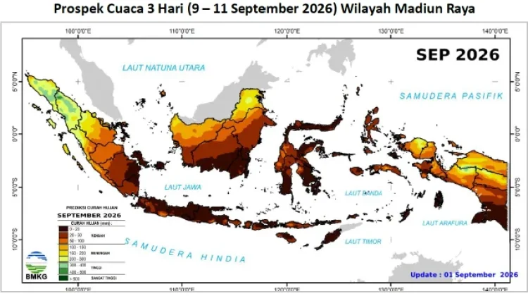 Cuaca Madiun Raya 9 – 11 September, Cerah - Cerah Berawan, Siang Terik, Panas Menyengat