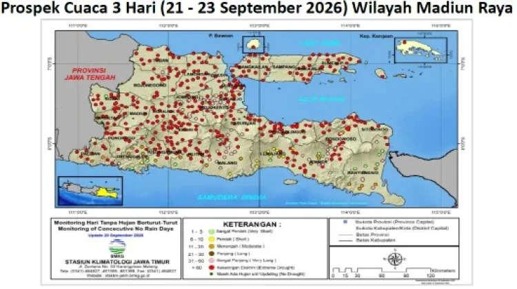 Cuaca Madiun Raya 21-23 September, Didominasi Cerah-Berawan, Suhu Relatif Hangat.