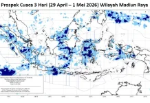 Madiun Raya 3 Hari ke Depan Waspadai  Peningkatan Intensitas Hujan Sedang-Lebat