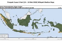 Madiun Raya 14 -16 Mei Berawan - Hujan Ringan, Waspadai Peningkatan Hujan Sedang - Lebat.