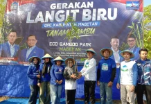 Peduli Lingkungan, Demokrat Magetan Tanam Ratusan Bambu di Eco Bambu Park