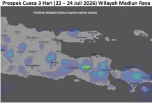 Cuaca Madiun Raya 22 - 24 Juli 2026, Cerah – Cerah Berawan, Potensi Hujan Sangat Rendah