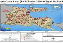 Cuaca Madiun Raya 3-5 Oktober, Cerah-Berawan, Potensi Hujan Lokal jelang Sore Hari.