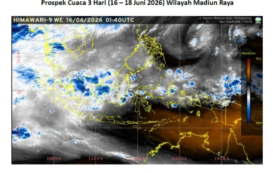 Cuaca Madiun Raya 3 Hari, Cerah - Cerah Berawan, Waspadai Peningkatan Kecepatan Angin