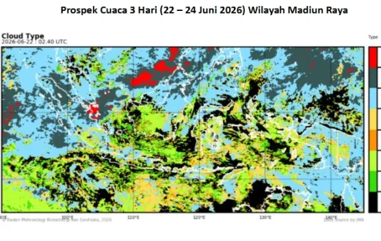 Cuaca Madiun Raya 22 – 24 Juni, Waspadai Hujan Lokal Wilayah Ngawi, Magetan, Ponorogo