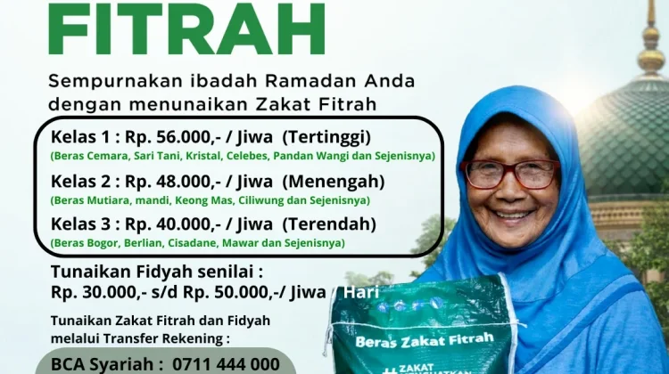 Zakat Fitrah dan Fidyah 2026 Telah Ditetapkan, Begini Besarannya