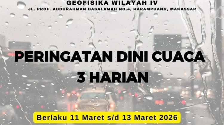 Peringatan Dini Cuaca 3 Harian Wilayah Sulawesi Selatan