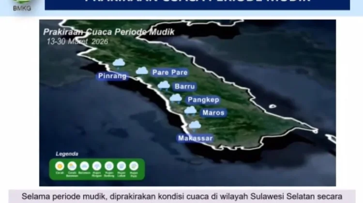 Mudik Lebaran 2026 di Sulsel,BMKG Prediksi Sejumlah Wilayah Berpotensi Hujan