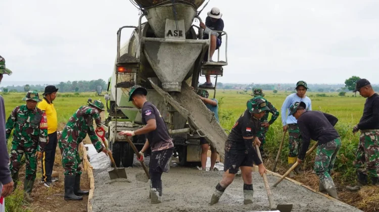 TMMD KE-128, Kodim 1425/Jeneponto Kebut Jalan Rabat Beton