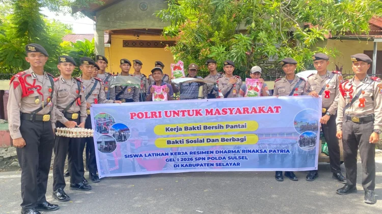 Siswa SPN di Polres Selayar Gelar Baksos Bagi Sembako