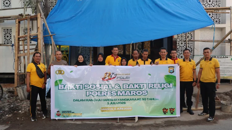 Sambut Hari Bhayangkara, Polres Maros Gelar Bakti Sosial di Rumah Ibadah