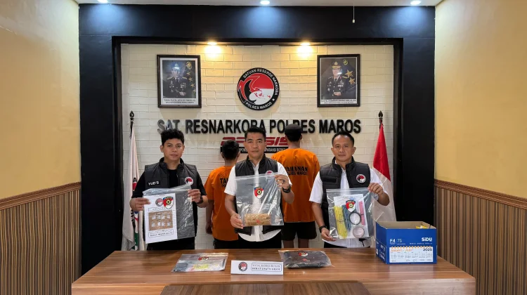 Polres Maros Sita 421 Gram Sabu, Dua Bandar Ditangkap di Mandai
