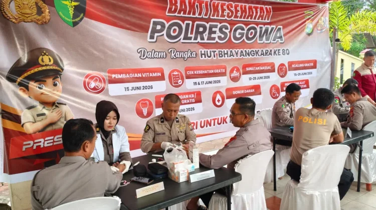 Sambut HUT Bhayangkara ke-80 Sidokkes Polres Gowa Gelar Bakti Kesehatan Personel