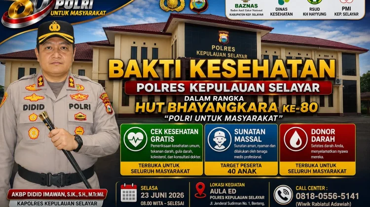 Polres Selayar Siapkan Donor Darah dan Cek Kesehatan Gratis