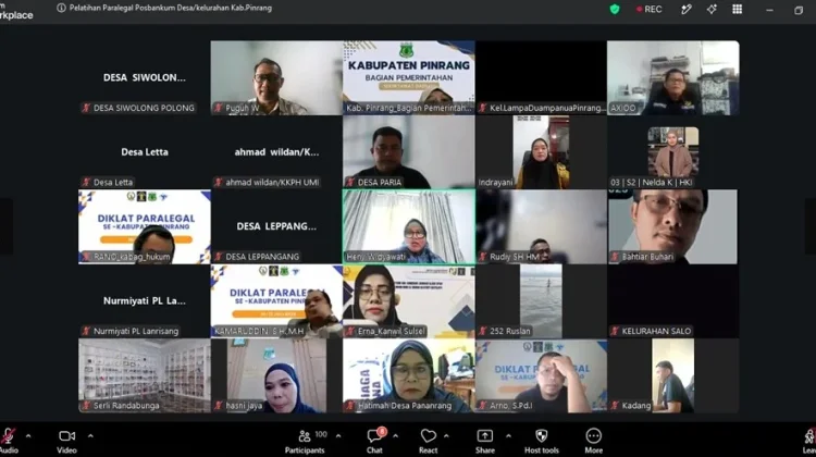 Kemenkum Sulsel Apresiasi Penyelenggaraan Pelatihan Paralegal di Pinrang