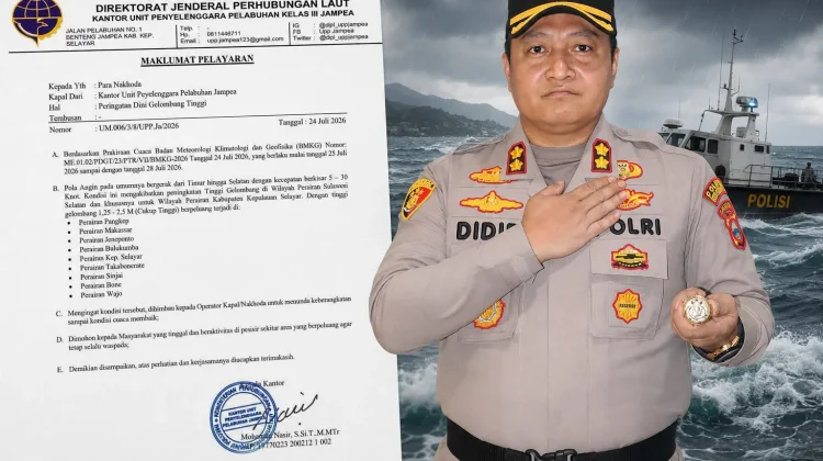 Peringatan Gelombang Tinggi, Kapolres Selayar Imbau Kapal Rakyat dan Nelayan