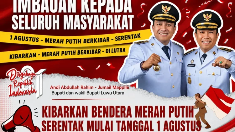 HUT RI ke-81, Bupati Lutra Imbau Warga Pasang Bendera Merah Putih Mulai 1 Agustus