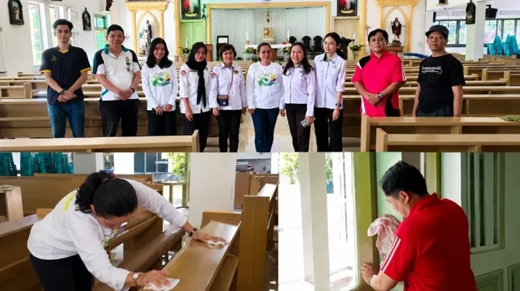 Bimas Katolik Kemenag Sulsel Gelar Bersih-bersih di Gereja Paroki St. Yakobus