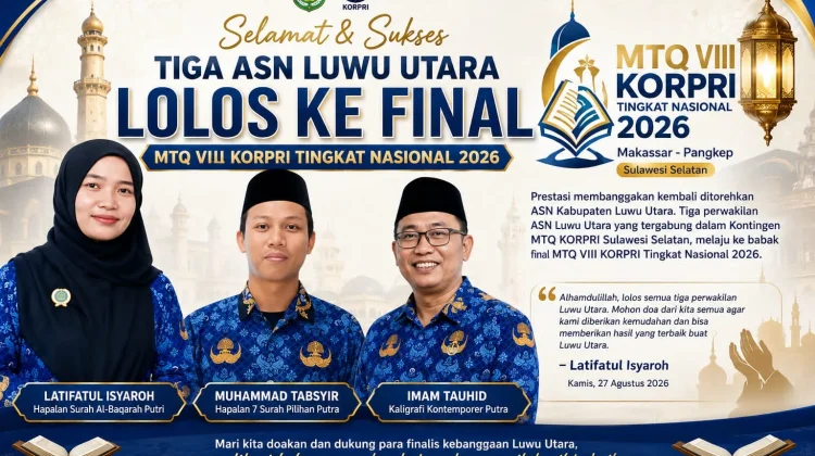 Tiga ASN Luwu Utara Lolos ke Final MTQ VIII KORPRI Tingkat Nasional 2026